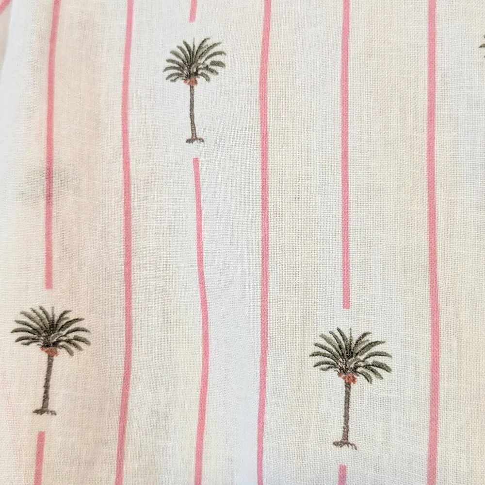 Rails Charli L/S Button Down Linen Shirt In Pink Palm Tree Stripe Size Small EUC - Picture 8 of 10